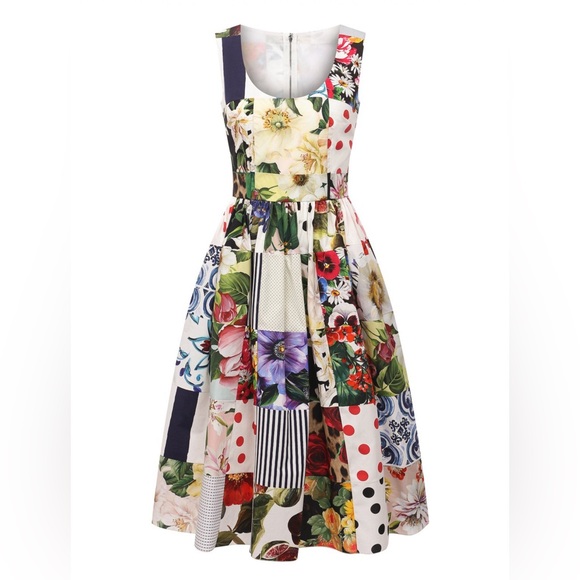 Dolce & Gabbana patchwork midi dress Size XS/IT36 - Picture 1 of 9